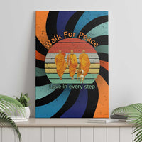 Buddhist Monks Walk For Peace Canvas Wall Art with Retro Sunset Swirl Pattern