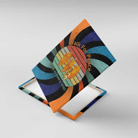 Buddhist Monks Walk For Peace Canvas Wall Art with Retro Sunset Swirl Pattern