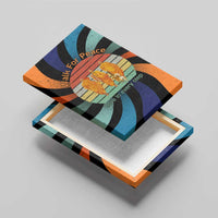 Buddhist Monks Walk For Peace Canvas Wall Art with Retro Sunset Swirl Pattern