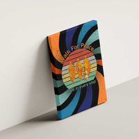 Buddhist Monks Walk For Peace Canvas Wall Art with Retro Sunset Swirl Pattern