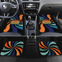 Buddhist Monks Walk For Peace Car Mats with Retro Sunset Swirl Pattern