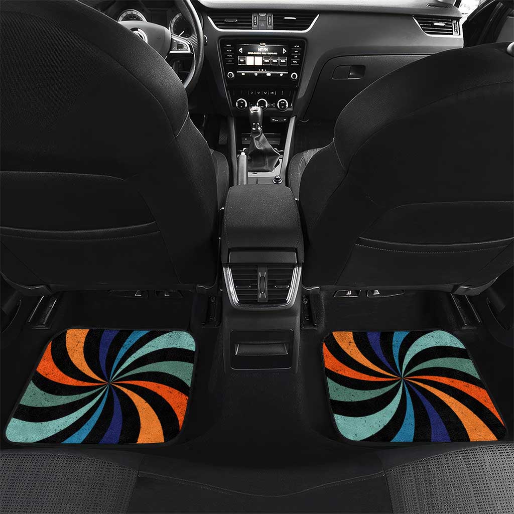 Buddhist Monks Walk For Peace Car Mats with Retro Sunset Swirl Pattern