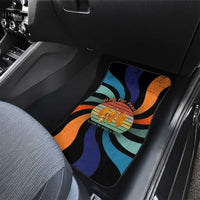 Buddhist Monks Walk For Peace Car Mats with Retro Sunset Swirl Pattern