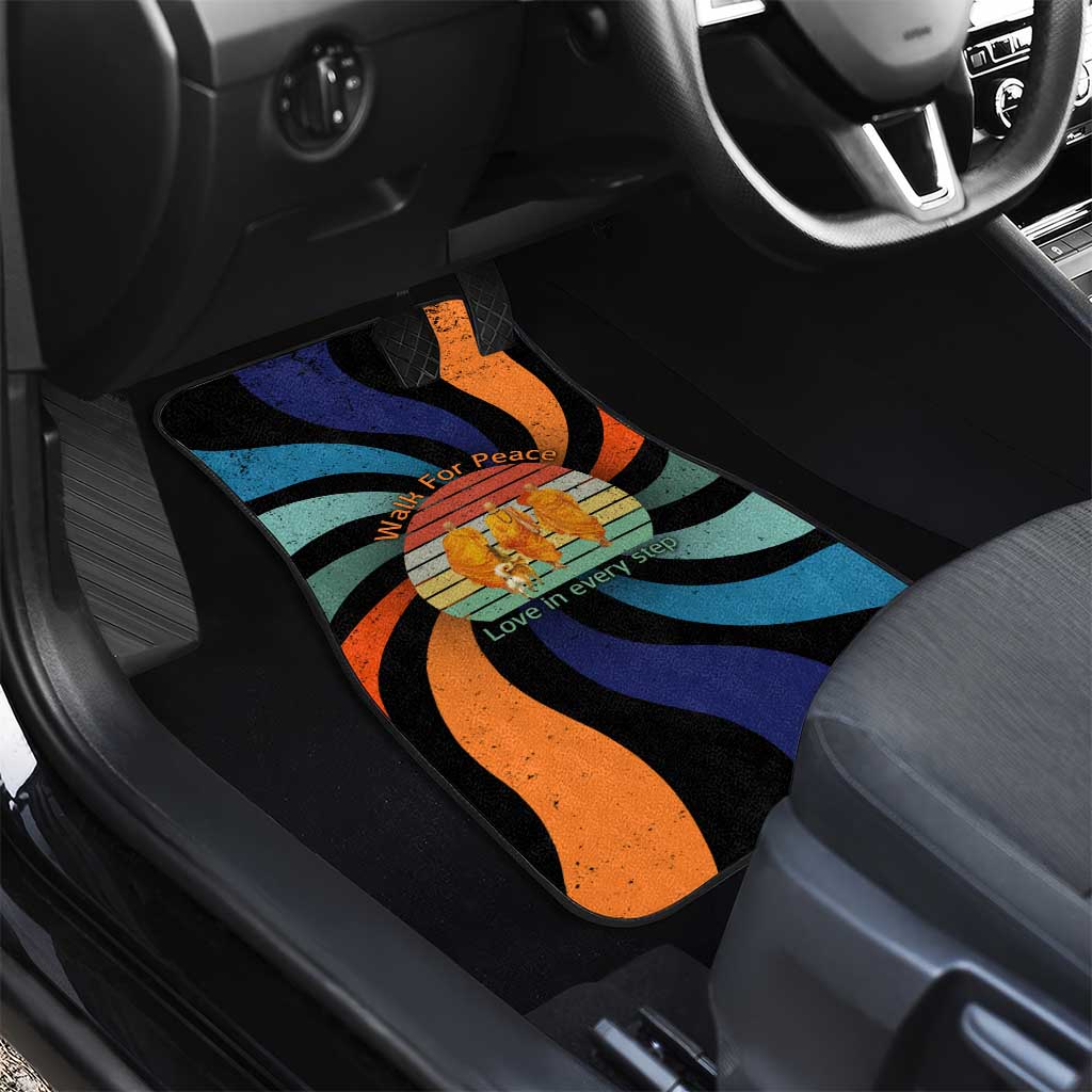 Buddhist Monks Walk For Peace Car Mats with Retro Sunset Swirl Pattern
