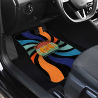 Buddhist Monks Walk For Peace Car Mats with Retro Sunset Swirl Pattern