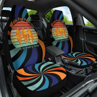 Buddhist Monks Walk For Peace Car Seat Cover with Retro Sunset Swirl Pattern