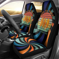 Buddhist Monks Walk For Peace Car Seat Cover with Retro Sunset Swirl Pattern