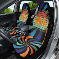 Buddhist Monks Walk For Peace Car Seat Cover with Retro Sunset Swirl Pattern