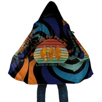 Buddhist Monks Walk For Peace Cloak with Retro Sunset Swirl Pattern