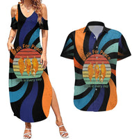 Buddhist Monks Walk For Peace Couples Matching Summer Maxi Dress and Hawaiian Shirt with Retro Sunset Swirl Pattern