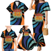 Buddhist Monks Walk For Peace Family Matching Mermaid Dress and Hawaiian Shirt with Retro Sunset Swirl Pattern