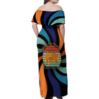 Buddhist Monks Walk For Peace Family Matching Off Shoulder Maxi Dress and Hawaiian Shirt with Retro Sunset Swirl Pattern
