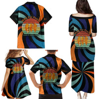 Buddhist Monks Walk For Peace Family Matching Puletasi and Hawaiian Shirt with Retro Sunset Swirl Pattern