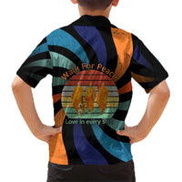 Buddhist Monks Walk For Peace Family Matching Summer Maxi Dress and Hawaiian Shirt with Retro Sunset Swirl Pattern