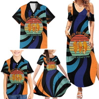 Buddhist Monks Walk For Peace Family Matching Summer Maxi Dress and Hawaiian Shirt with Retro Sunset Swirl Pattern