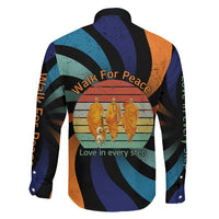 Buddhist Monks Walk For Peace Family Matching Summer Maxi Dress and Hawaiian Shirt with Retro Sunset Swirl Pattern