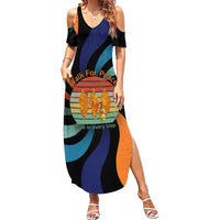 Buddhist Monks Walk For Peace Family Matching Summer Maxi Dress and Hawaiian Shirt with Retro Sunset Swirl Pattern