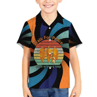 Buddhist Monks Walk For Peace Family Matching Summer Maxi Dress and Hawaiian Shirt with Retro Sunset Swirl Pattern