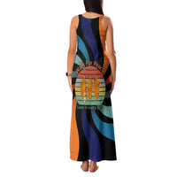Buddhist Monks Walk For Peace Family Matching Tank Maxi Dress and Hawaiian Shirt with Retro Sunset Swirl Pattern