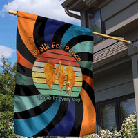 Buddhist Monks Walk For Peace Garden Flag with Retro Sunset Swirl Pattern