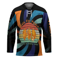 Buddhist Monks Walk For Peace Hockey Jersey with Retro Sunset Swirl Pattern