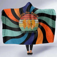 Buddhist Monks Walk For Peace Hooded Blanket with Retro Sunset Swirl Pattern