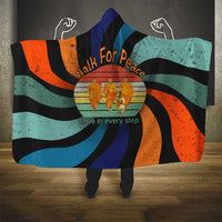 Buddhist Monks Walk For Peace Hooded Blanket with Retro Sunset Swirl Pattern