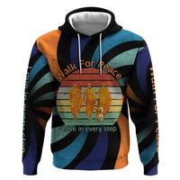 Buddhist Monks Walk For Peace Hoodie with Retro Sunset Swirl Pattern
