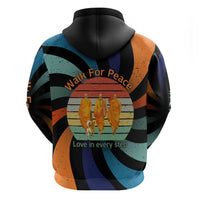 Buddhist Monks Walk For Peace Hoodie with Retro Sunset Swirl Pattern