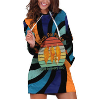Buddhist Monks Walk For Peace Hoodie Dress with Retro Sunset Swirl Pattern