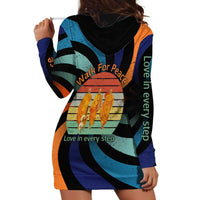 Buddhist Monks Walk For Peace Hoodie Dress with Retro Sunset Swirl Pattern