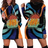 Buddhist Monks Walk For Peace Hoodie Dress with Retro Sunset Swirl Pattern