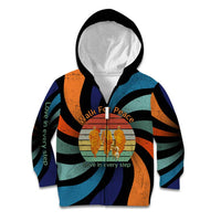 Buddhist Monks Walk For Peace Kid Hoodie with Retro Sunset Swirl Pattern