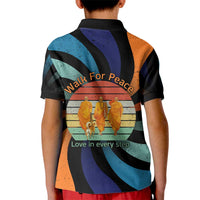 Buddhist Monks Walk For Peace Kid Polo Shirt with Retro Sunset Swirl Pattern