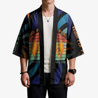 Buddhist Monks Walk For Peace Kimono with Retro Sunset Swirl Pattern