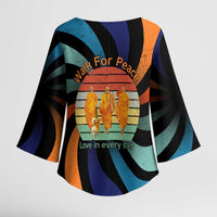 Buddhist Monks Walk For Peace Kimono Sleeve Blouse with Retro Sunset Swirl Pattern