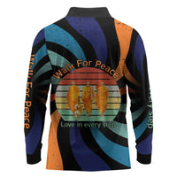 Buddhist Monks Walk For Peace Long Sleeve Polo Shirt with Retro Sunset Swirl Pattern