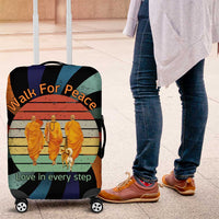Buddhist Monks Walk For Peace Luggage Cover with Retro Sunset Swirl Pattern