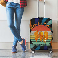 Buddhist Monks Walk For Peace Luggage Cover with Retro Sunset Swirl Pattern