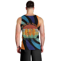 Buddhist Monks Walk For Peace Men Tank Top with Retro Sunset Swirl Pattern