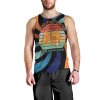 Buddhist Monks Walk For Peace Men Tank Top with Retro Sunset Swirl Pattern