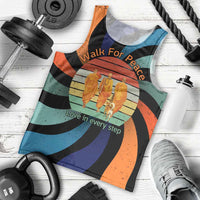 Buddhist Monks Walk For Peace Men Tank Top with Retro Sunset Swirl Pattern