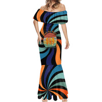 Buddhist Monks Walk For Peace Mermaid Dress with Retro Sunset Swirl Pattern