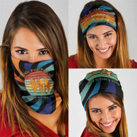 Buddhist Monks Walk For Peace Neck Gaiter with Retro Sunset Swirl Pattern