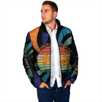 Buddhist Monks Walk For Peace Padded Jacket with Retro Sunset Swirl Pattern