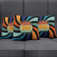 Buddhist Monks Walk For Peace Pillow Cover with Retro Sunset Swirl Pattern