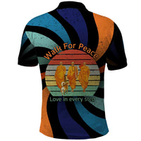 Buddhist Monks Walk For Peace Polo Shirt with Retro Sunset Swirl Pattern