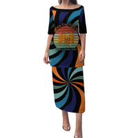Buddhist Monks Walk For Peace Puletasi with Retro Sunset Swirl Pattern
