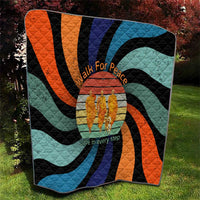 Buddhist Monks Walk For Peace Quilt with Retro Sunset Swirl Pattern