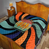 Buddhist Monks Walk For Peace Quilt with Retro Sunset Swirl Pattern